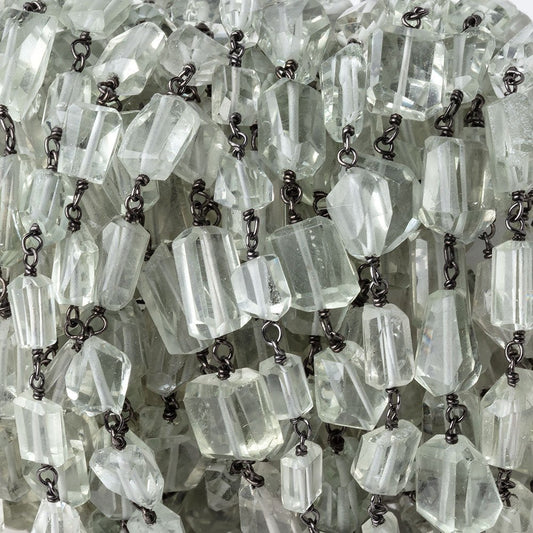 5-7mm Prasiolite Faceted Nuggets on Black Gold over .925 Silver Chain