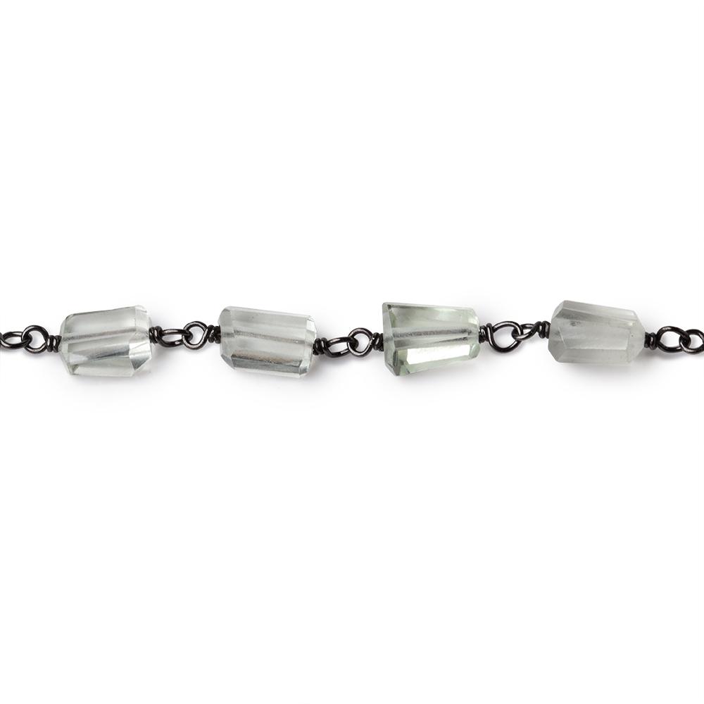 5-7mm Prasiolite Faceted Nuggets on Black Gold over .925 Silver Chain