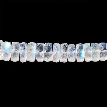 5-7mm Rainbow Moonstone Faceted Heshi Beads 10 inch 98 pieces AAA