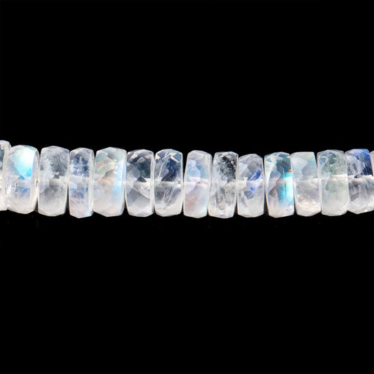 5-7mm Rainbow Moonstone Faceted Heshi Beads 10 inch 98 pieces AAA