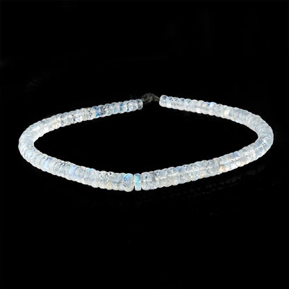 5-7mm Rainbow Moonstone Faceted Heshi Beads 10 inch 98 pieces AAA
