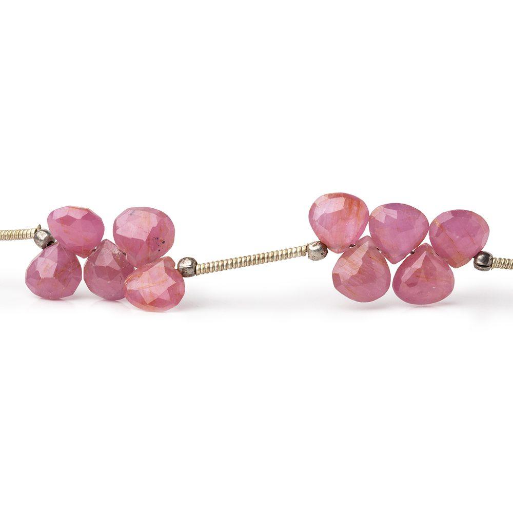 7mm Ruby Faceted Heart Beads 8 inch 35 pieces