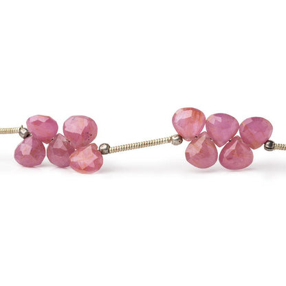 7mm Ruby Faceted Heart Beads 8 inch 35 pieces