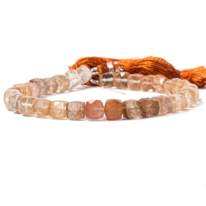 5-7mm Rutilated Quartz Faceted Cube 8 inch 32 pieces