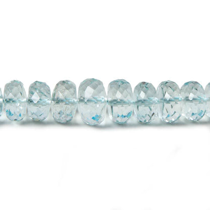 5-8.5mm Aquamarine faceted rondelles 16 inch 107 beads AA