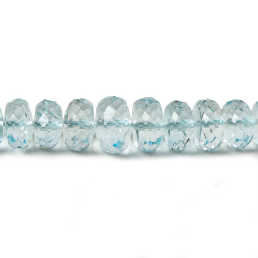 5-8.5mm Aquamarine faceted rondelles 16 inch 107 beads AA