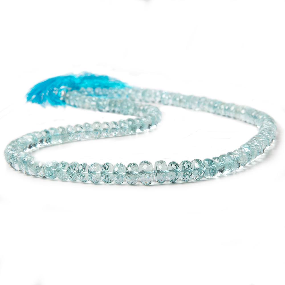 5-8.5mm Aquamarine faceted rondelles 16 inch 107 beads AA