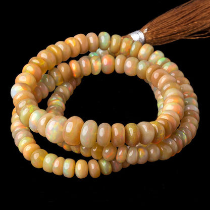 5-8.5mm Dark Golden Ethiopian Opal smooth rondelle beads 18 inch 136 pieces