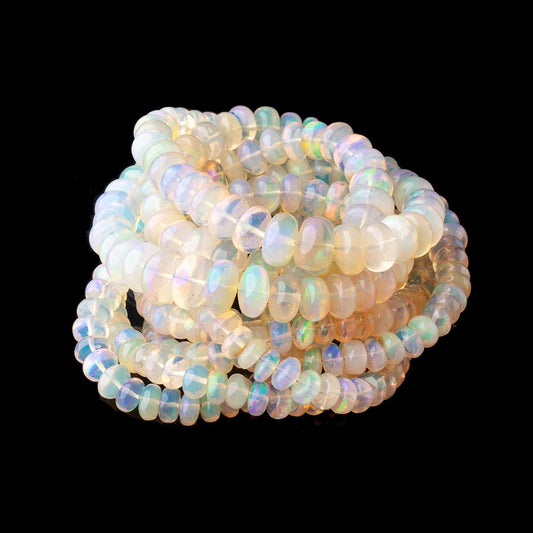 5-8.5mm Ethiopian Opal Plain Rondelle Beads 16 inch 114 pieces AA