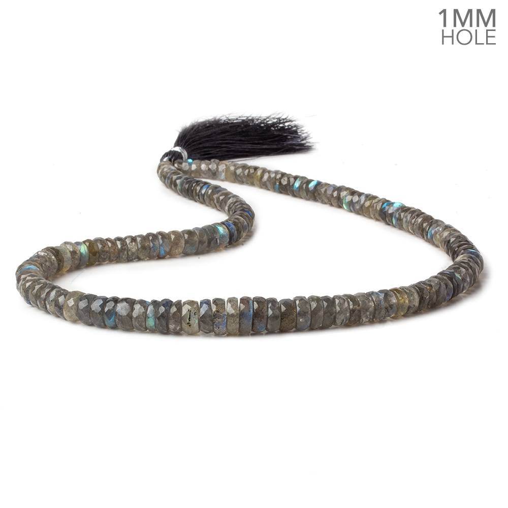 5-8.5mm Labradorite 1mm large hole faceted rondelles 15 inch 143 beads AA