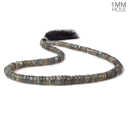 5-8.5mm Labradorite 1mm large hole faceted rondelles 15 inch 143 beads AA