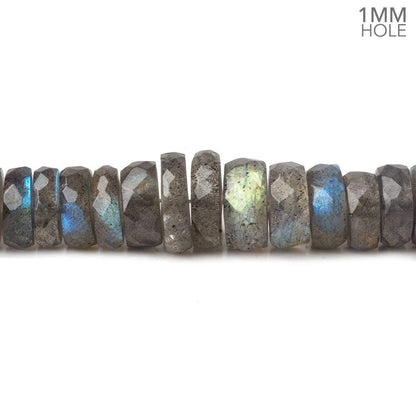 5-8.5mm Labradorite 1mm large hole faceted rondelles 15 inch 143 beads AA