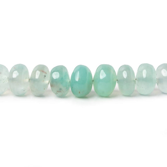 5-8mm Aqua Green Chalcedony plain rondelles 18 inches 105 beads AA