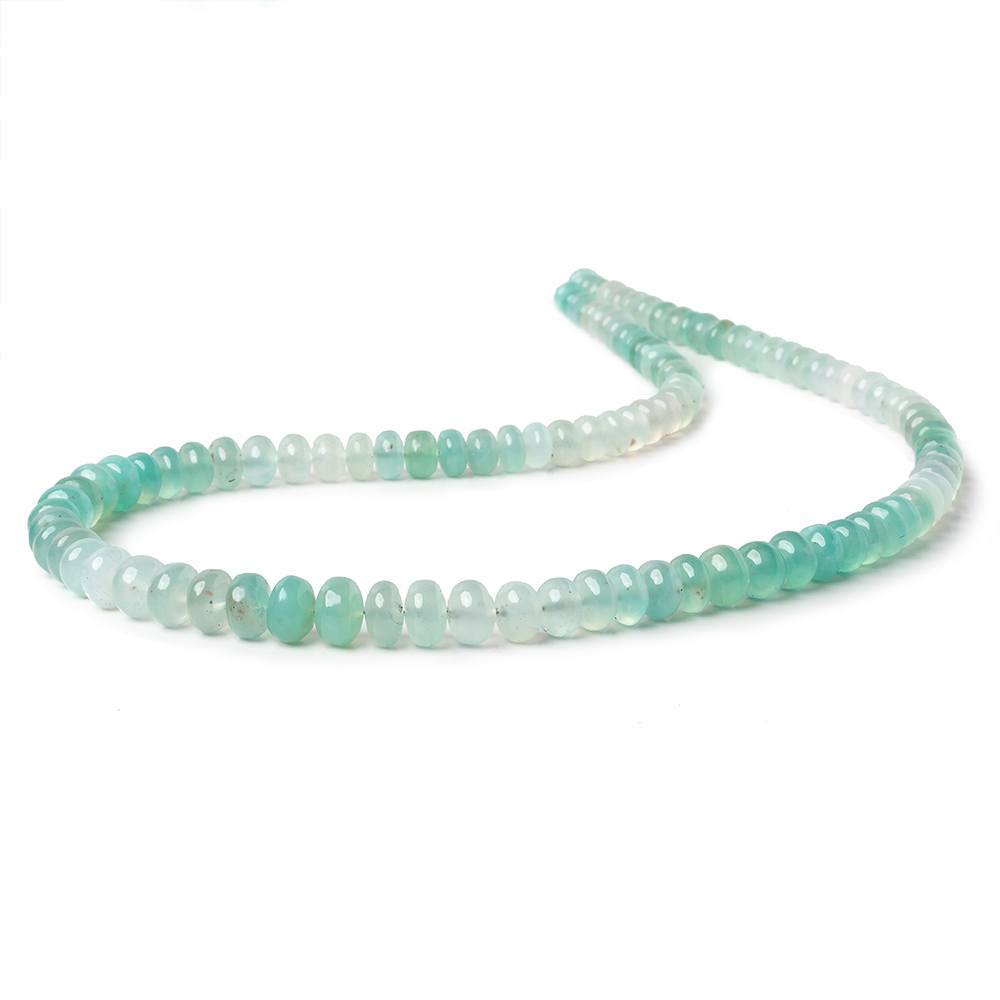 5-8mm Aqua Green Chalcedony plain rondelles 18 inches 105 beads AA