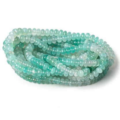 5-8mm Aqua Green Chalcedony plain rondelles 18 inches 105 beads AA