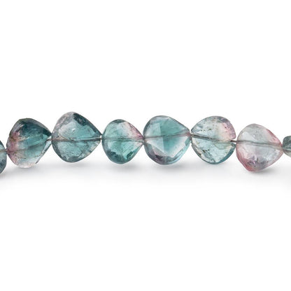 5-8mm Bi-Color Indicolite Tourmaline Faceted Heart Beads 16 inch 72 pieces