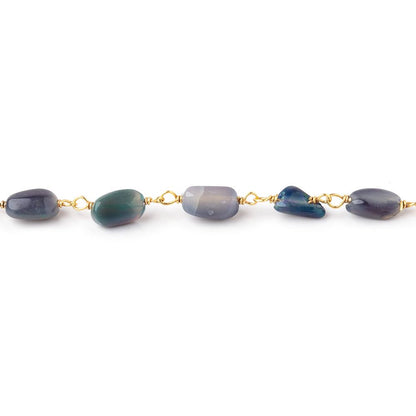 5-8mm Black Ethiopian Opal Plain Nuggets on Vermeil Chain
