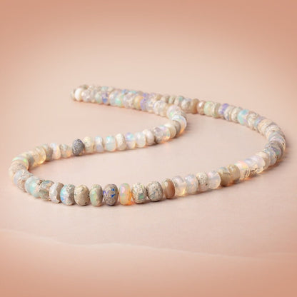 5-8mm Ethiopian Opal with Matrix Plain Rondelle 17.25 inch 75 Beads AA