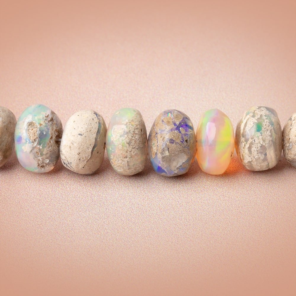 5-8mm Ethiopian Opal with Matrix Plain Rondelle 17.25 inch 75 Beads AA