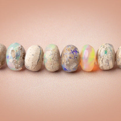 5-8mm Ethiopian Opal with Matrix Plain Rondelle 17.25 inch 75 Beads AA