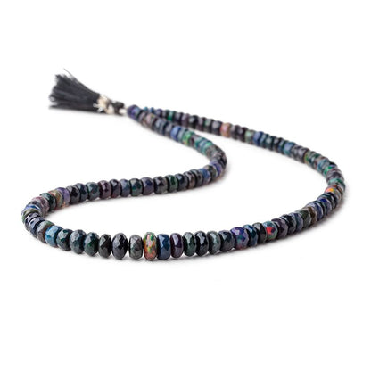 5-8mm Ethiopian Wollo Black Opal faceted rondelles 16 inch 110 pieces AA