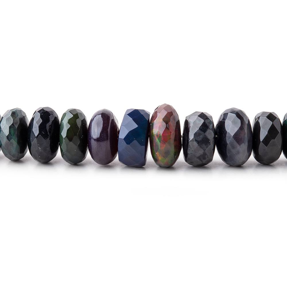 5-8mm Ethiopian Wollo Black Opal faceted rondelles 16 inch 110 pieces AA