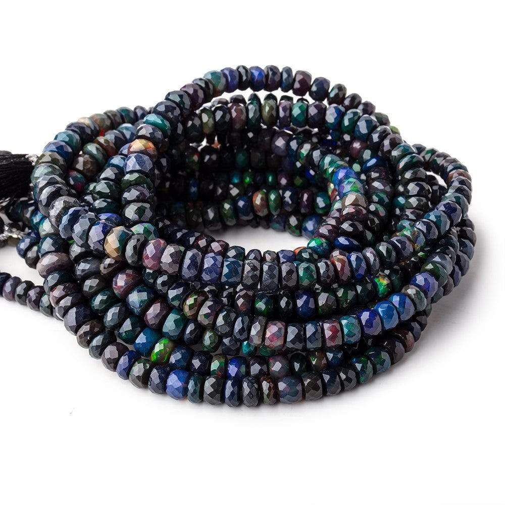 5-8mm Ethiopian Wollo Black Opal faceted rondelles 16 inch 110 pieces AA