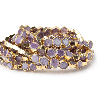 5-8mm Gold Leaf Star Ruby Bevel Faceted Hexagonal Beads 14 inch 51 pieces AA