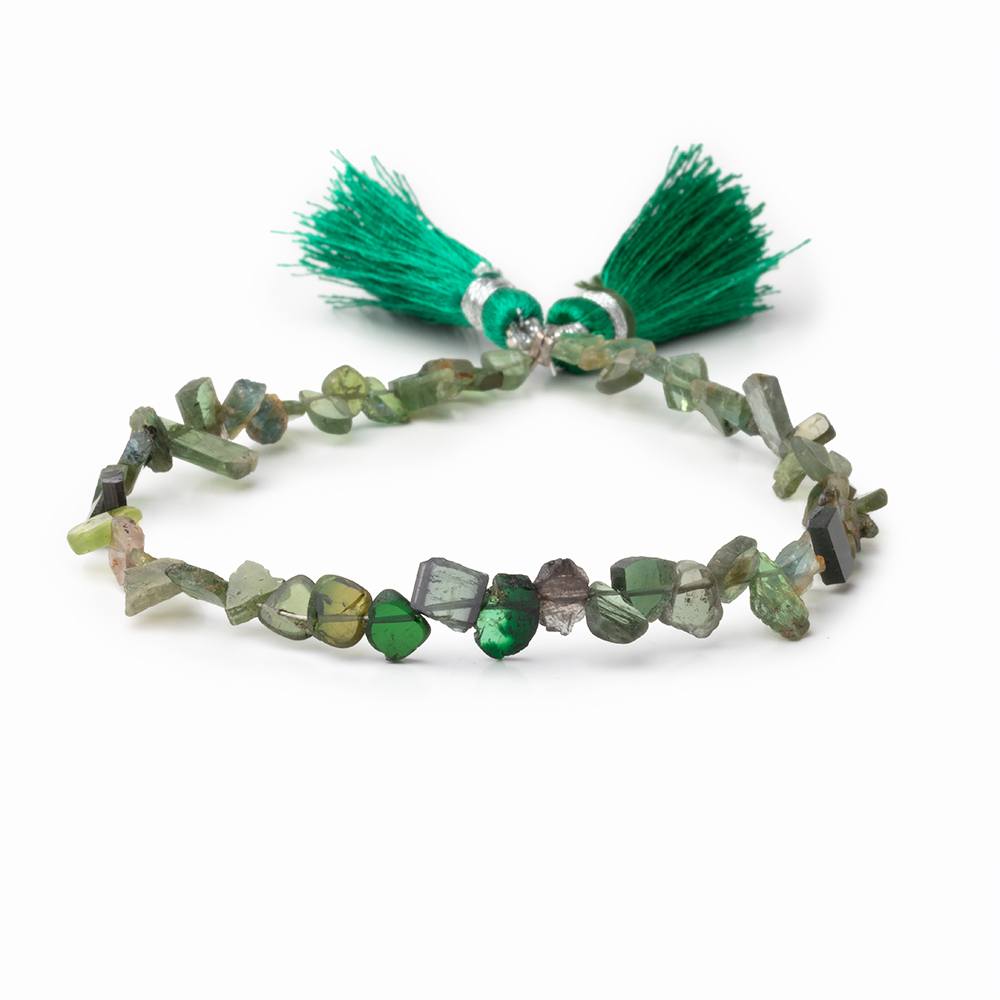 5-8mm Green Tourmaline Slice Beads 7.75 inch 54 pieces