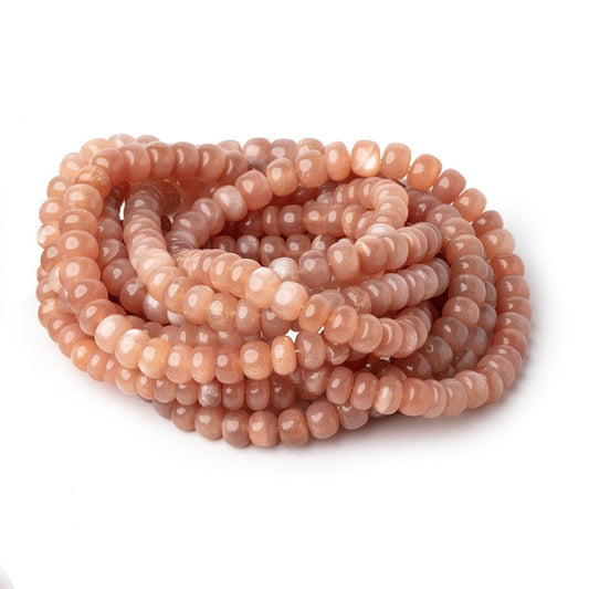 5-8mm Peach Moonstone Plain Rondelle Beads 16 inch 86 pieces