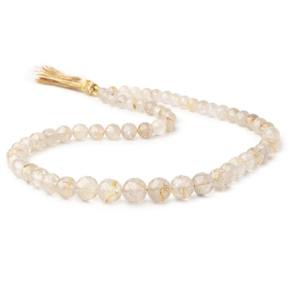 5-8mm Rutilated Quartz Faceted Round Beads 16 inch 60 pieces