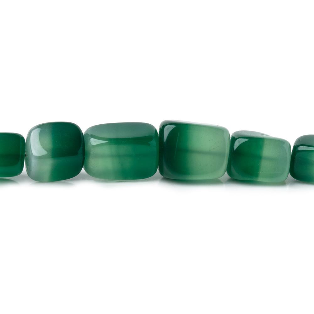 5-9.5mm Natural Bi-Color Green Chalcedony Plain Rectangles 18 inch 60 Beads AA