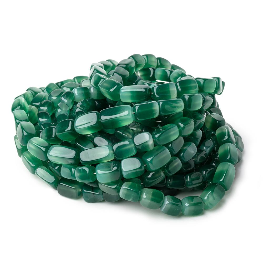 5-9.5mm Natural Bi-Color Green Chalcedony Plain Rectangles 18 inch 60 Beads AA