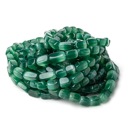 5-9.5mm Natural Bi-Color Green Chalcedony Plain Rectangles 18 inch 60 Beads AA