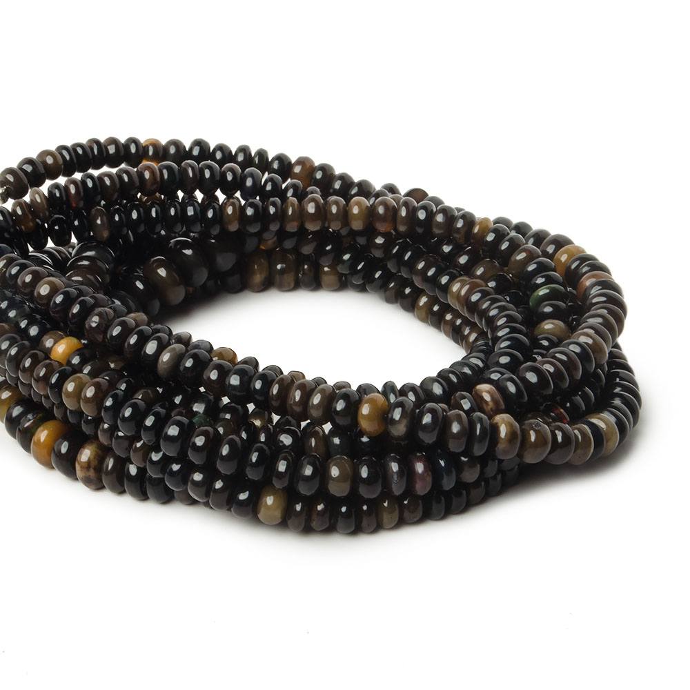 5-9mm Black Ethiopian Opal Plain Rondelle Beads 17.5 inch 130 pieces