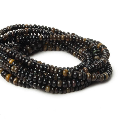 5-9mm Black Ethiopian Opal Plain Rondelle Beads 17.5 inch 130 pieces