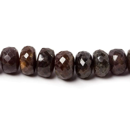5-9mm Chocolate Brown Sapphire faceted rondelles 18 inch 110 beads