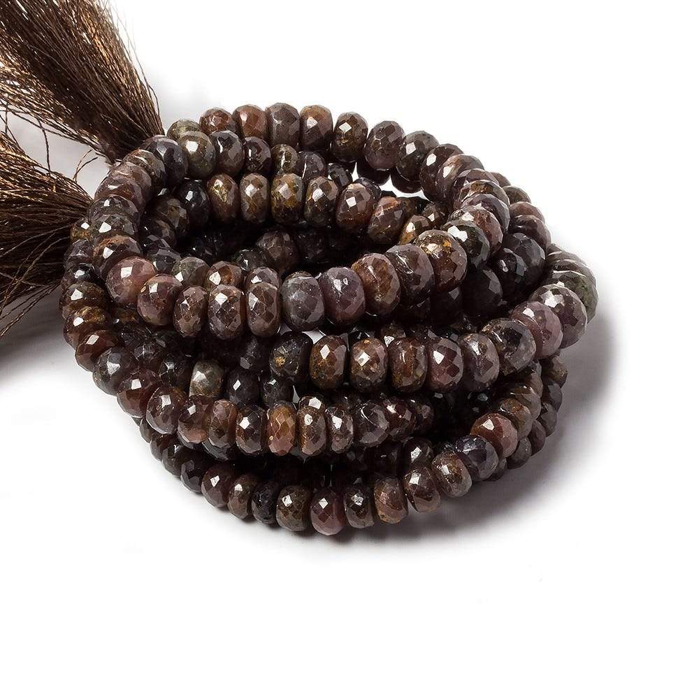 5-9mm Chocolate Brown Sapphire faceted rondelles 18 inch 110 beads