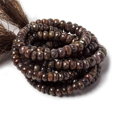 5-9mm Chocolate Brown Sapphire faceted rondelles 18 inch 110 beads