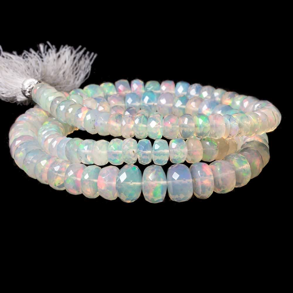 5 - 9mm Colorless Ethiopian Opal Faceted Rondelle Beads 118 pieces AAA Grade