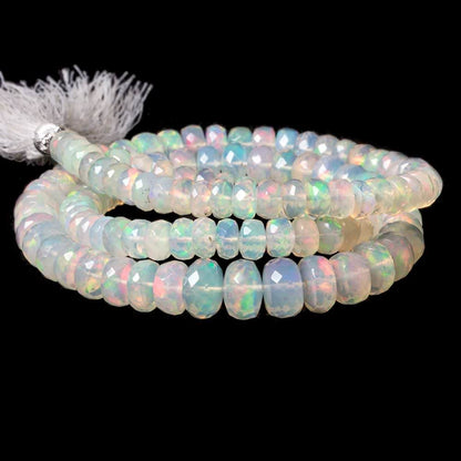 5 - 9mm Colorless Ethiopian Opal Faceted Rondelle Beads 118 pieces AAA Grade