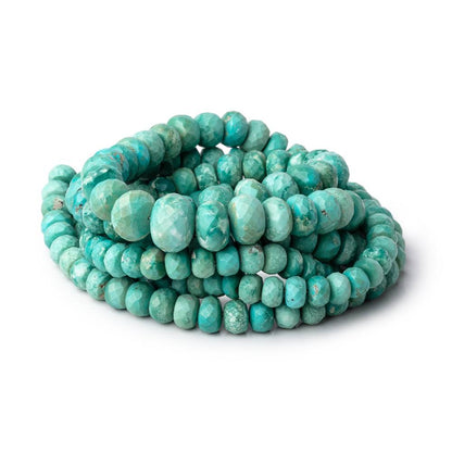 5-9mm Mongolian Turquoise faceted rondelle beads 18 inch 90 pieces AA