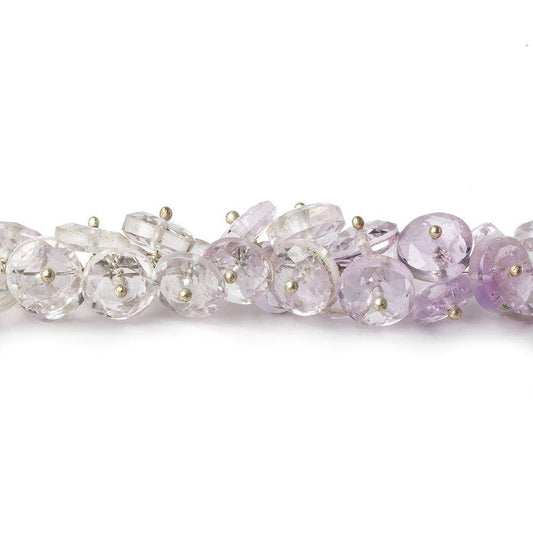 5-9mm Pink Amethyst & Crystal Quartz faceted rondelles on headpins 8 inch