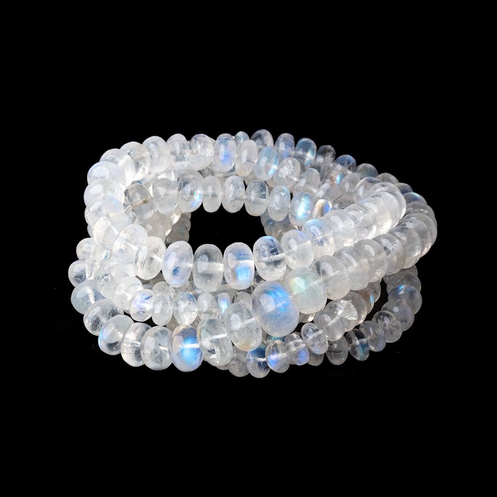 5-9mm Rainbow Moonstone Plain Rondelle Beads 18 inch 110 pieces