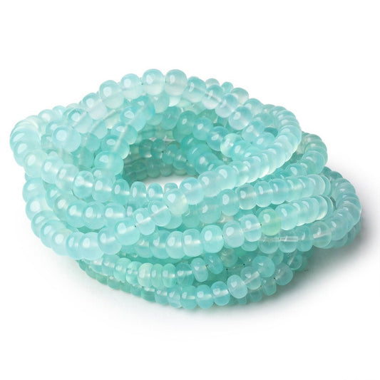 5-9mm Seafoam Blue Chalcedony Plain Rondelle Beads 16 inch 93 pieces
