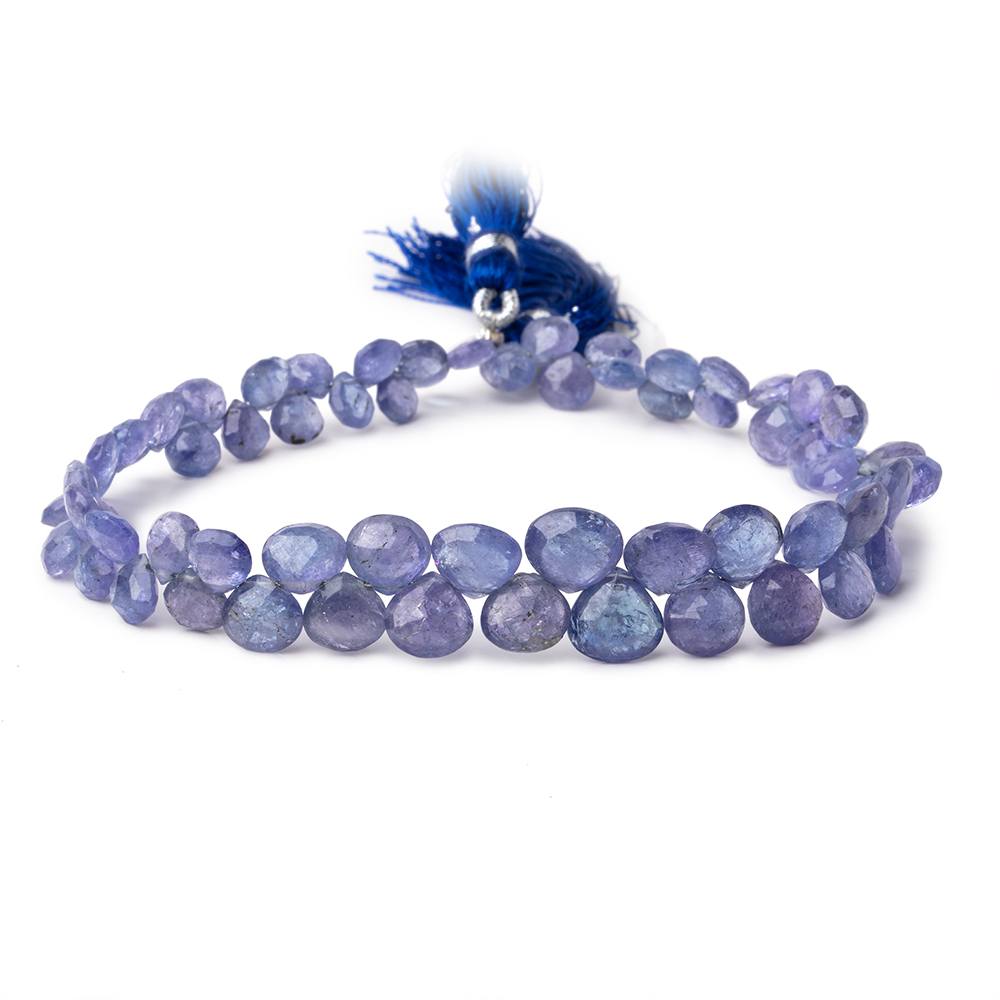 5-9mm Tanzanite Faceted Heart Beads 9 inch 62 pieces