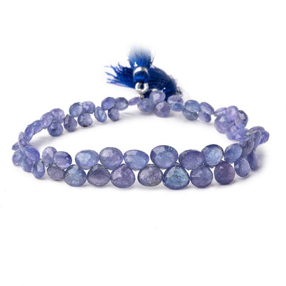 5-9mm Tanzanite Faceted Heart Beads 9 inch 62 pieces