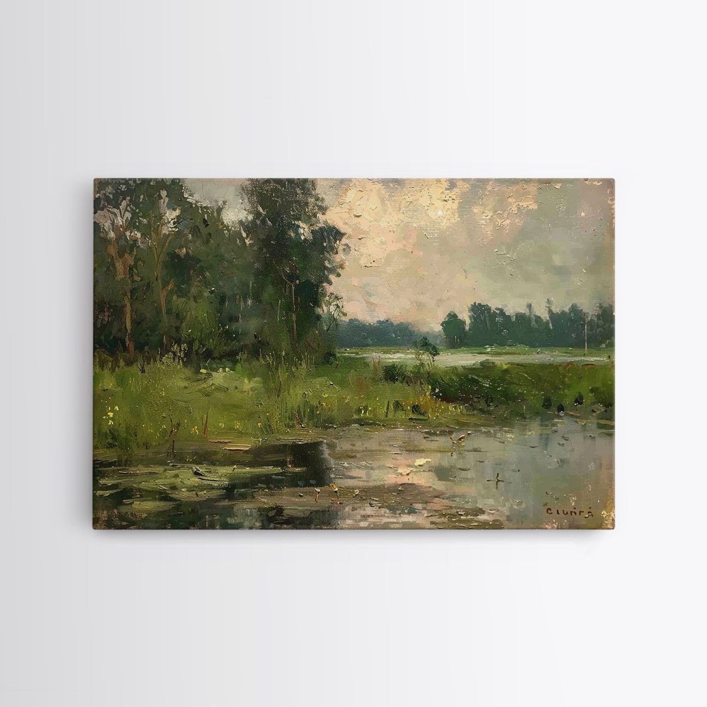 NuevArt Vintage Landscape Art Print | Vintage Painting | Wall Art | Large Print | Landscape Painting | Fall Art Print | Framed Canvas