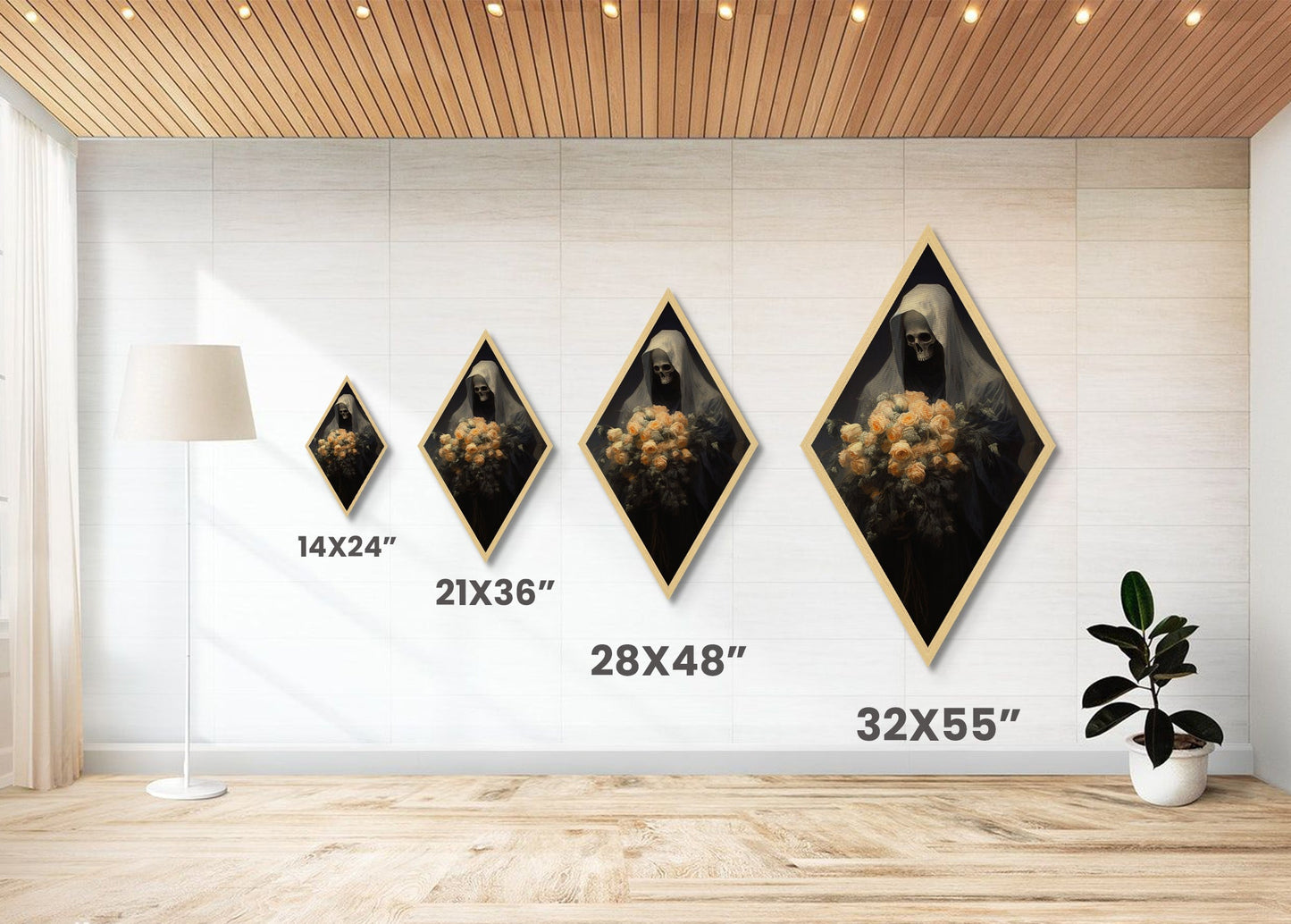 Grim Reaper, Flower Deliveryman, Gothic Halloween Decor, Canvas Textured Print, Scary Horror Art, Goth Decor, Oil Painting, Dark Academia