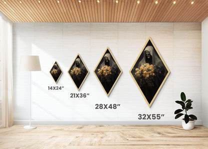 Grim Reaper, Flower Deliveryman, Gothic Halloween Decor, Canvas Textured Print, Scary Horror Art, Goth Decor, Oil Painting, Dark Academia